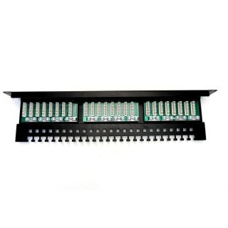 Patch panel 19" 24 porty, kat.5e, U/UTP, 1U, wspornik kablowy, czarny (kompletny)