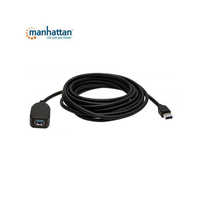 Kabel USB Manhattan aktywny USB 3.0 A-A M/F,5m, czarny