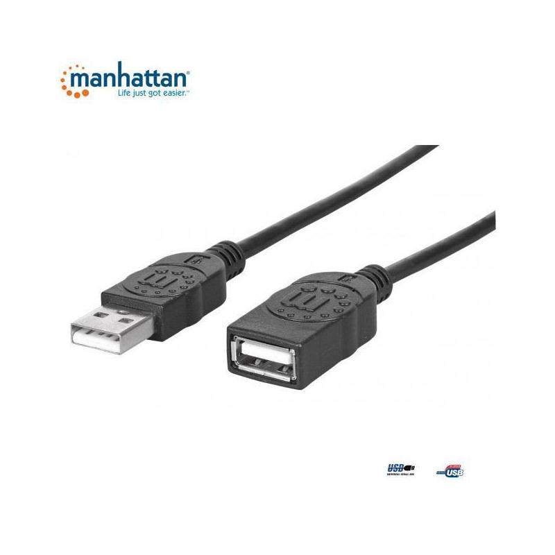 Kabel przedłużający USB Manhattan U2-AA-30-EX USB 2.0 A-A M/F, 3m, czarny ICOC