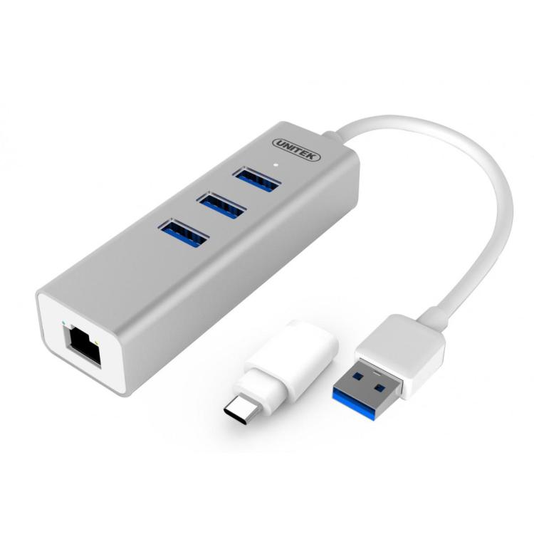 Hub 3x USB3.0 + USB Typ-C + GIGABIT RJ45 Y-3083B