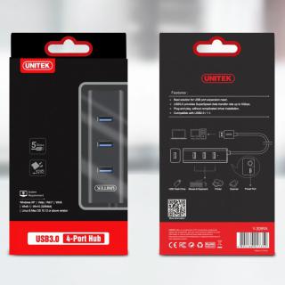 Hub 4x USB 3.0 BC1,2 CZARNY