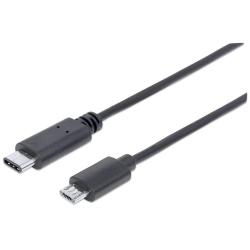 Kabel Manhattan USB-C / MicroUSB M/M 1m czarny