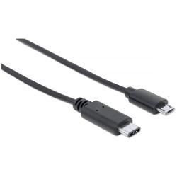 Kabel Manhattan USB-C / MicroUSB M/M 1m czarny