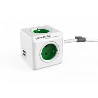 Listwa zasilająca PowerCube Extended USB 1,5m 2402GN/FREUPC Zielona