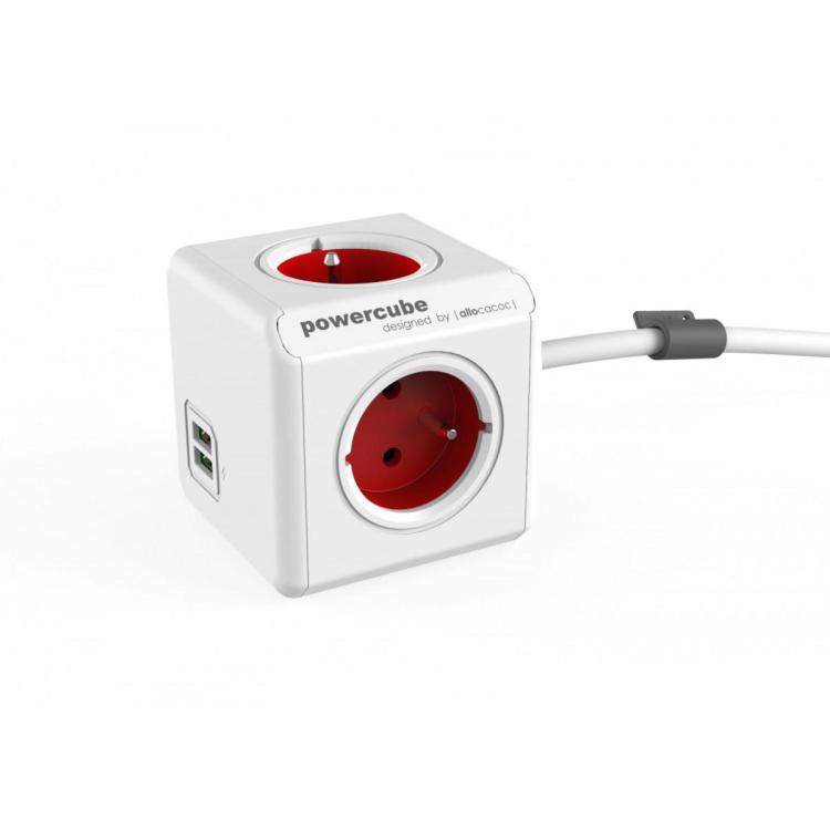 Listwa zasilająca PowerCube Extended USB 1,5m 2402RD/FREUPC Czerwona