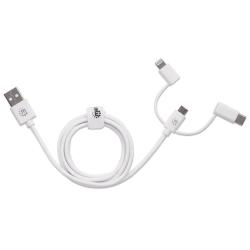 Kabel Manhattan 3w1 USB-A 2.0 / Lightning, USB-C, MicroUSB 1m biały