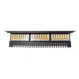 Patch panel 19" 24 porty, kat.6, U/UTP, 1U, wspornik...