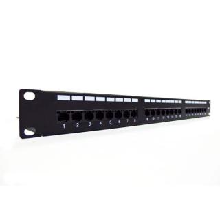 Patch panel 19" 24 porty, kat.6, S/FTP, 1U, wspornik...