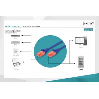 Patch cord U/UTP kat.6 PVC 0,5m Niebieski