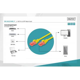 Patch cord U/UTP kat.6 PVC 0,5m Żółty