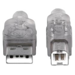 Kabel USB Manhattan USB 2.0 A-B M/M, 1,8m, srebrny