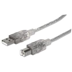 Kabel USB Manhattan USB 2.0 A-B M/M, 5m, srebrny