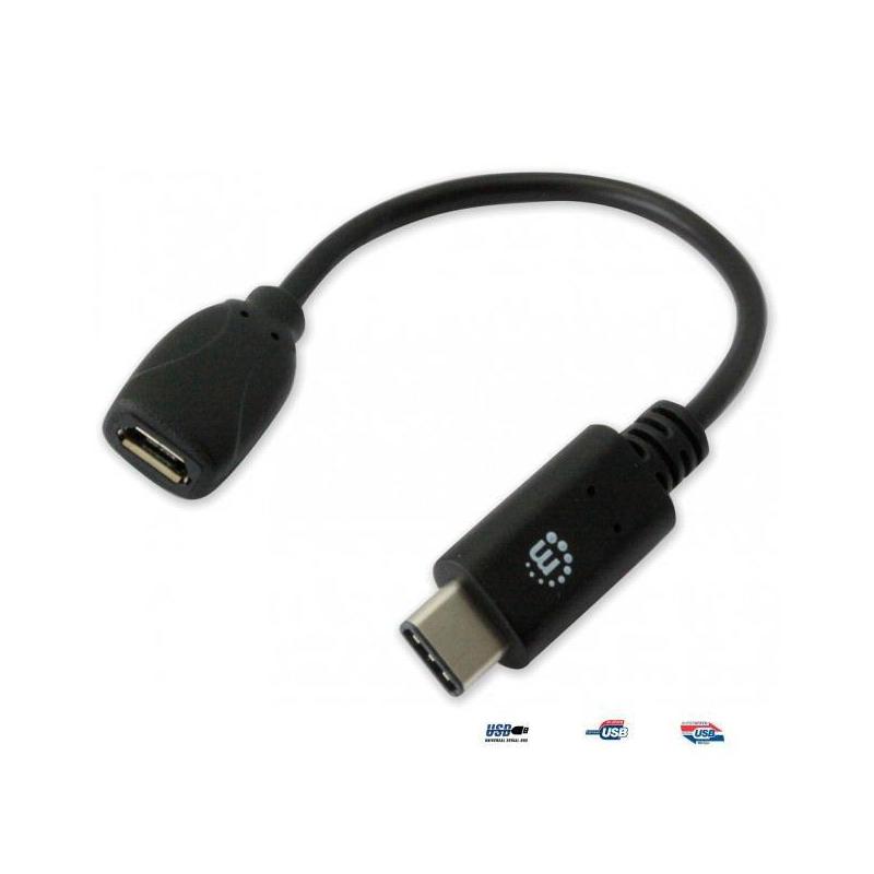 Kabel Manhattan USB 2.0 MIC-C/MIC-B M/F 0,15m, czarny