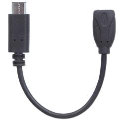 Kabel Manhattan USB 2.0 MIC-C/MIC-B M/F 0,15m, czarny