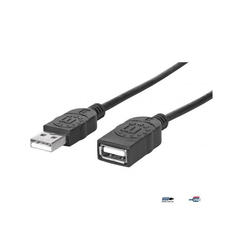 Kabel Manhattan przedłużacz USB 2.0 A-A M/F 0,5m, czarny