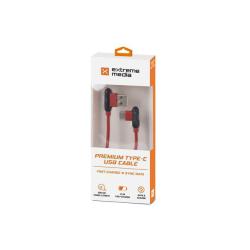 Kabel Natec Extreme Media USB-C - USB-A M/M 1m kątowy lewo/prawo czerwony