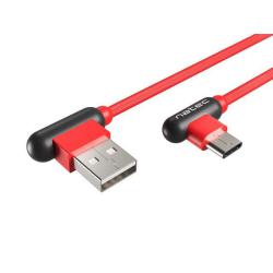 Kabel Natec Extreme Media USB-C - USB-A M/M 1m kątowy lewo/prawo czerwony