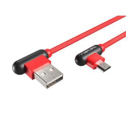 Kabel Natec Extreme Media micro USB-B - USB-A M/M 1m kątowy lewo/prawo czerwony