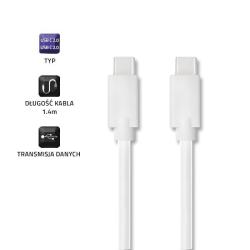 Kabel USB Qoltec 2.0 typ C męski | USB 2.0 typ C męski | 1.4m | Biały