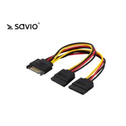 Kabel zasilający Savio AK-17 SATA 15 pin M - 2xSATA 15 pin F