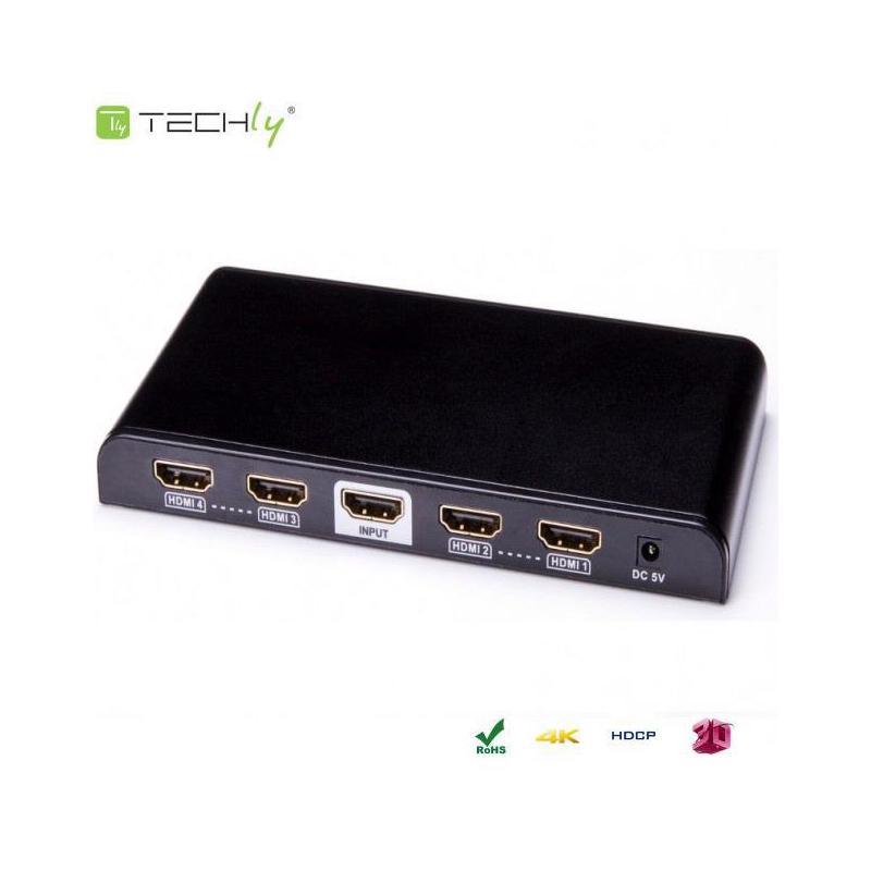 Rozdzielacz / Splitter Techly HDMI 1/4 Ultra HD, 3D