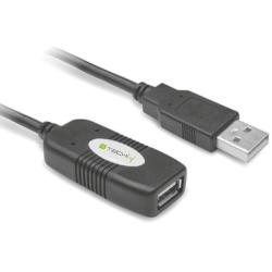 Kabel/Przedłużacz Techly USB 2.0 A-A M/F aktywny 10m czarny