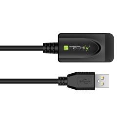 Kabel / Przedłużacz Techly Aktywny USB 2.0 A-A M/F 5m Czarny