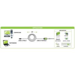 Kabel / Przedłużacz Techly Aktywny USB 2.0 A-A M/F 5m Czarny