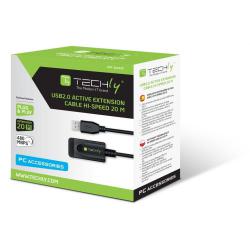 Kabel / Przedłużacz Techly Aktywny USB 2.0 A-A M/F 20m Czarny