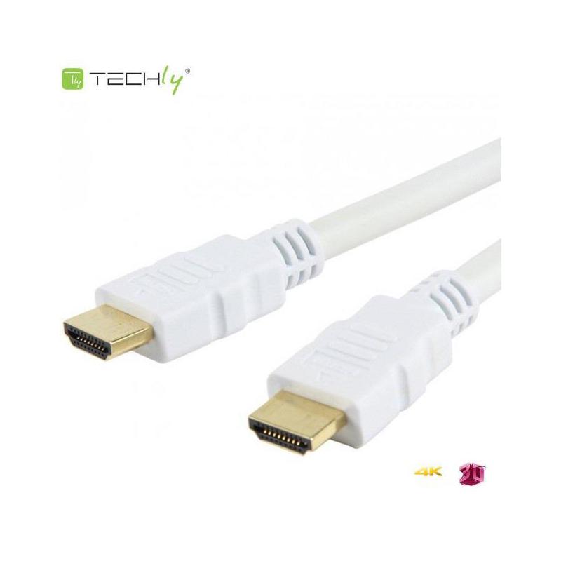 Kabel HDMI Techly HDMI-HDMI M/M 1.4 Ethernet 3D 4K, 3m, biały