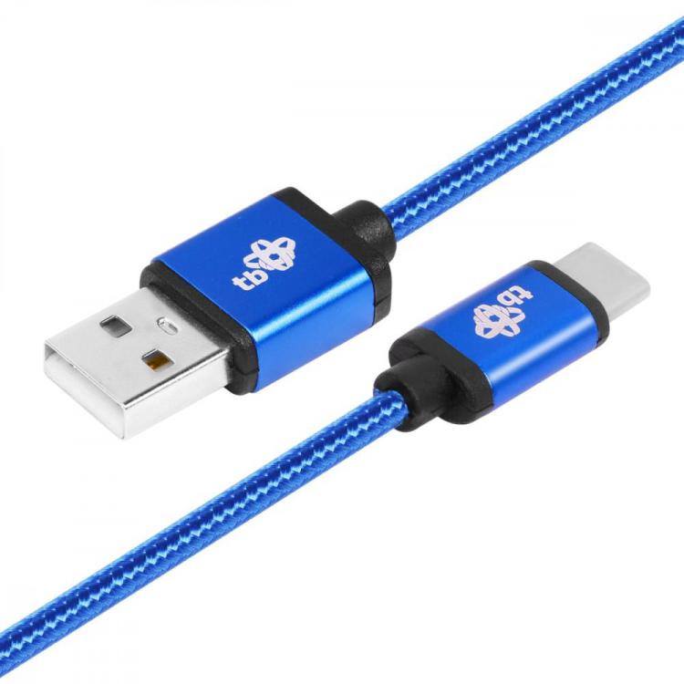 Kabel USB-USB C 1.5m niebieski sznurek