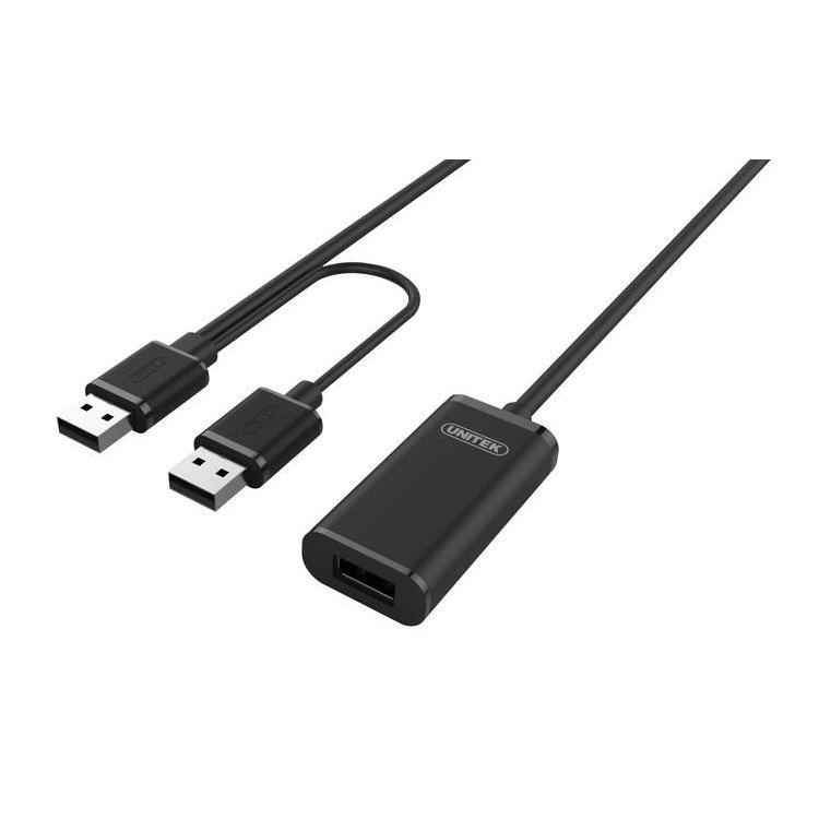 Przedłużacz aktywny USB 2.0, 20m, Y-279 czarny