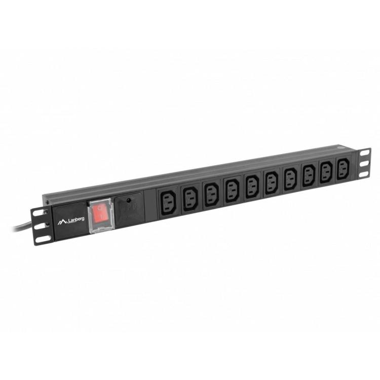 Listwa zasilająca Rack PDU 19 cali 1U 10A 10X IEC C13 2m C14 czarna