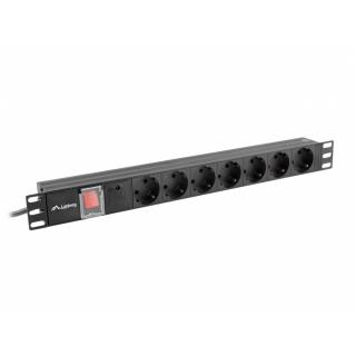 Listwa zasilajaca Rack PDU 19" 1U 16A 7X SCHUKO 2m czarna