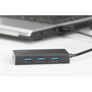 HUB/Koncentrator 4-portowy USB 3.0 SuperSpeed, aktywny, aluminium