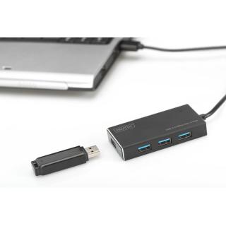 HUB/Koncentrator 4-portowy USB 3.0 SuperSpeed, aktywny, aluminium