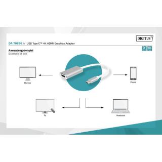 Adapter graficzny HDMI 4K 30Hz UHD na USB 3.0 Typ C, z audio, aluminiowy