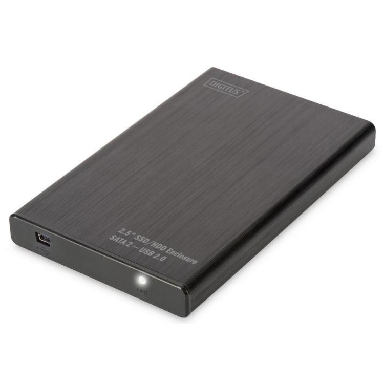 Obudowa zewnętrzna USB 2.0 na dysk SSD/HDD 2.5" SATA II, 9.5/7.5mm, aluminiowa