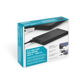 Obudowa zewnętrzna USB 2.0 na dysk SSD/HDD 2.5" SATA II, 9.5/7.5mm, aluminiowa