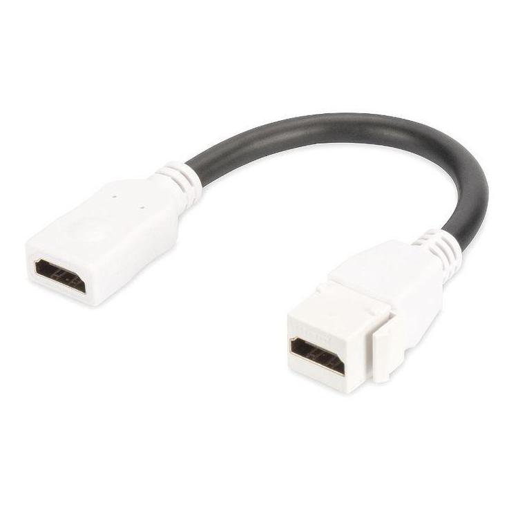 Moduł Keystone HDMI z kablem 12cm, łącznik do gniazd i pustych paneli, żeński/żeński, biały