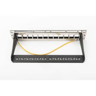 Patch panel 10, 12 port Keystone, pusty, Czarny