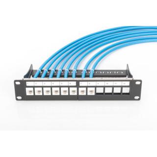 Patch panel 10, 12 port Keystone, pusty, Czarny