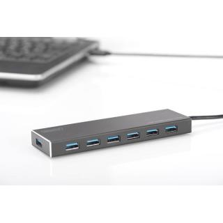 HUB/Koncentrator 7-portowy USB 3.0 SuperSpeed, aktywny, aluminium