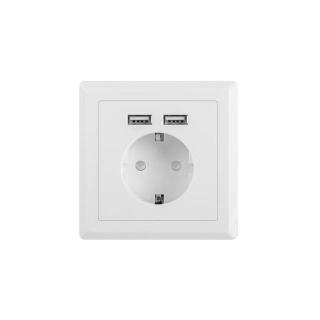 Gniazdko podtynkowe 230V pojedyncze + 2x USB 2.1A schuko