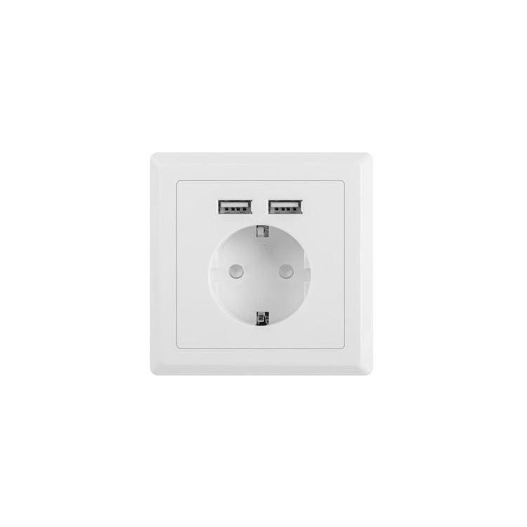 Gniazdko podtynkowe 230V pojedyncze + 2x USB 2.1A schuko