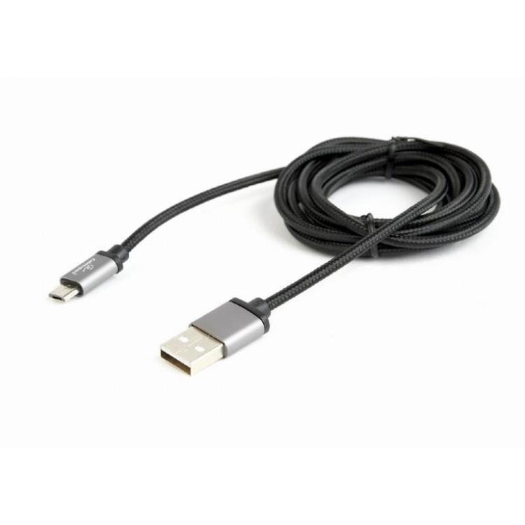 Kabel Micro USB oplot tekstylny/1.8m/czarny