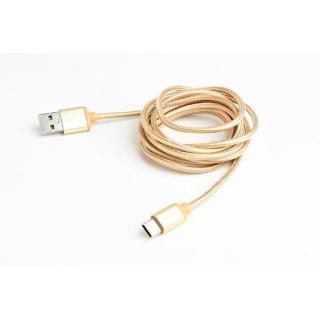 Kabel USB Typ-C oplot tekstylny/1.8m/złoty