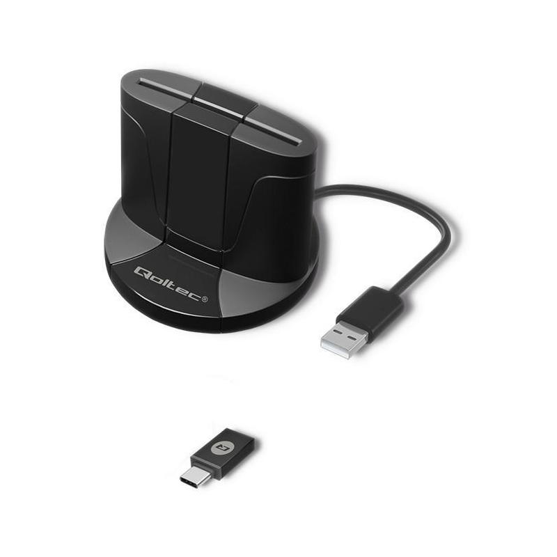 Czytnik kart chipowych ID Qoltec SCR-0632 | USB 2.0 + adapter USB-C