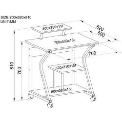 Biurko komputerowe Techly 700x510 mobilne