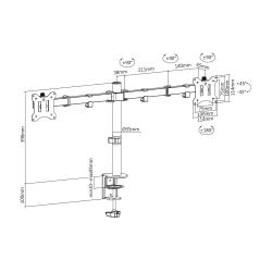 Uchwyt biurkowy podwójny (zacisk) DIGITUS 2xLCD max. 32"max. 2x 8kg uchyl.-obrot quick-release